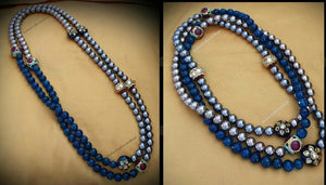 Women Necklace - Long Double Wrap Multicolored with Enamel & Handmade Kundan Beads