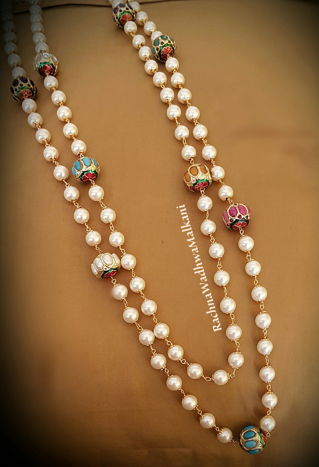 Men's Necklace - Handmade Kundan Beads with Pearls