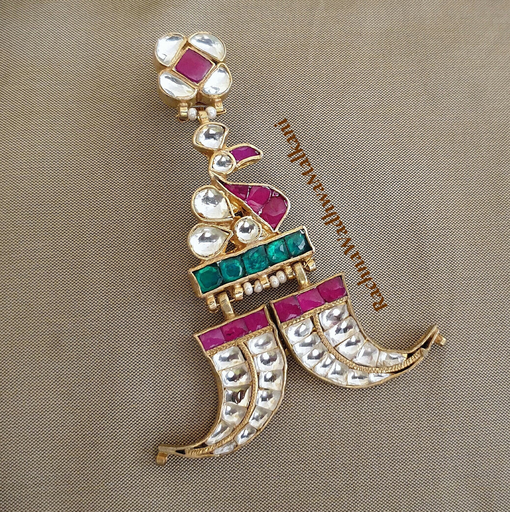 Brooches - Multi colored Patchi Kundan Men Brooch