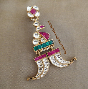 Brooches - Multi colored Patchi Kundan Men Brooch
