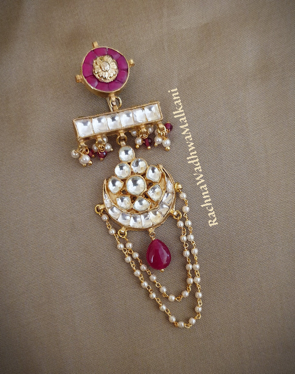 Brooches - Multi colored Patchi Kundan Men Brooch