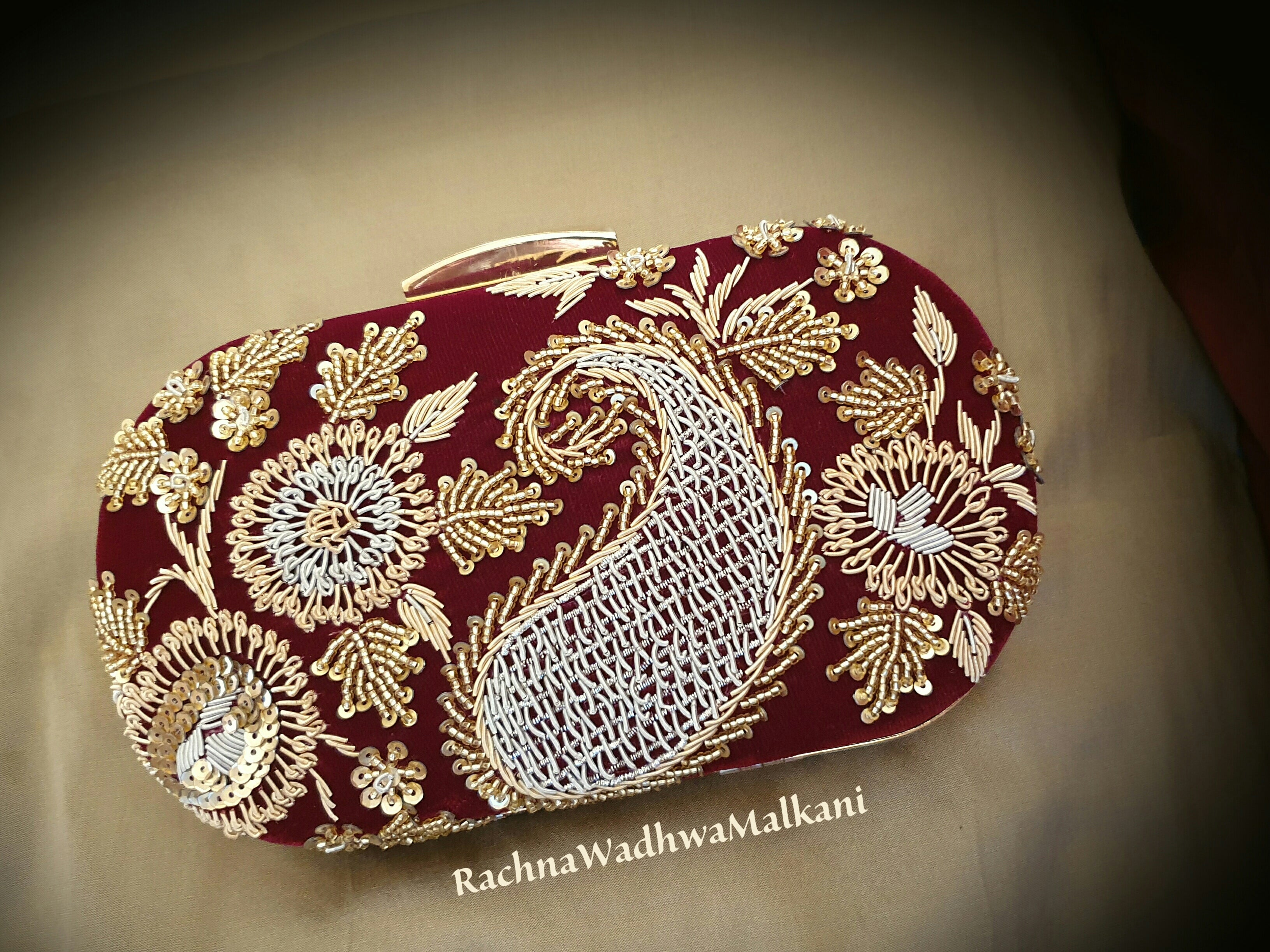 Clutch Bag- Formal Velvet Clutch Bag with Embroidery