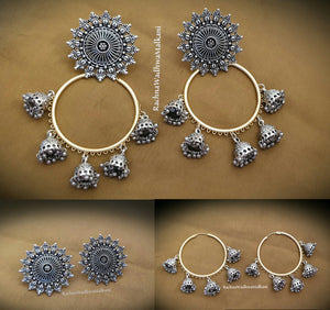 Earrings - Two tone hoops, can be worn 3 ways