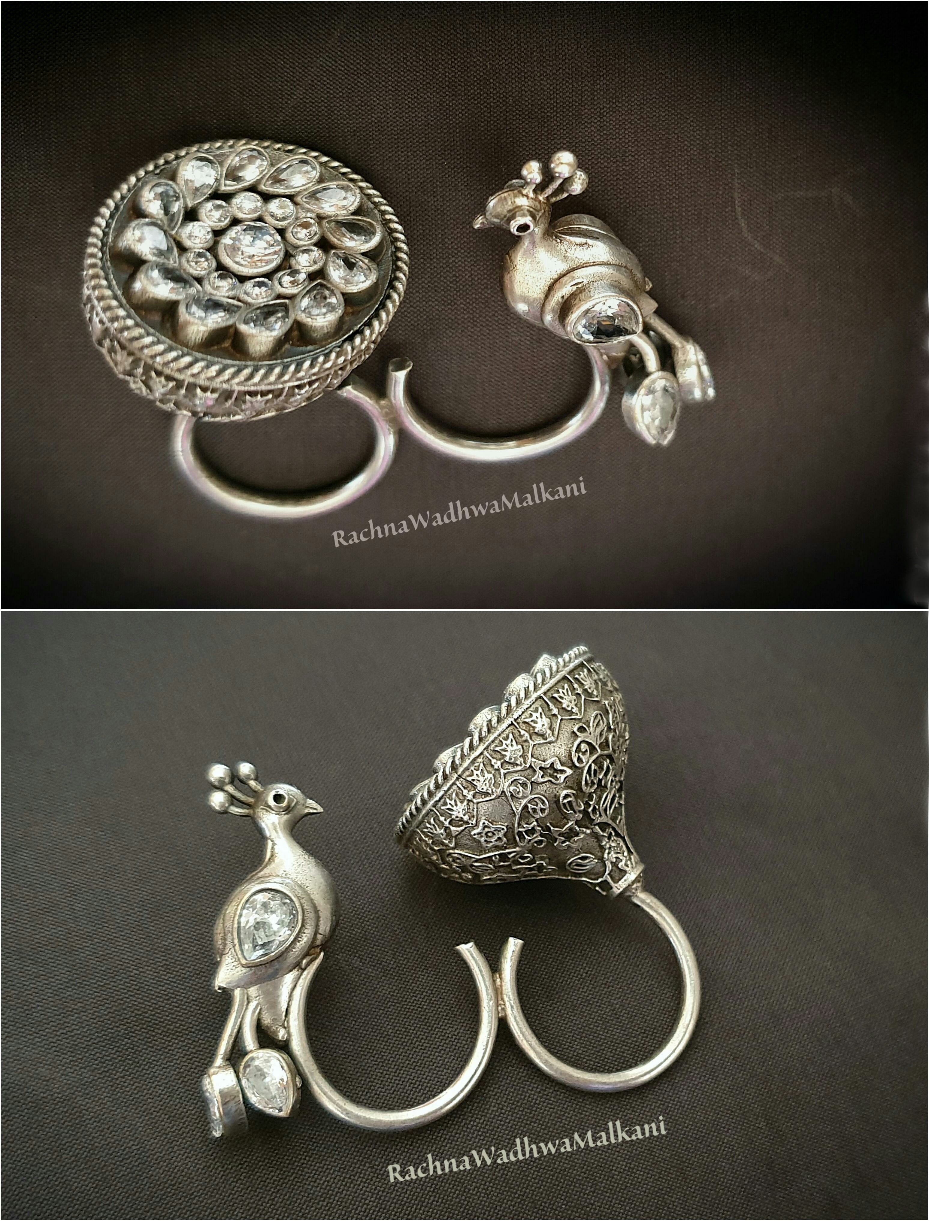 Polki stone Dual finger ring - Design 2 – Simpliful Jewelry