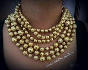 Women Necklace - Gold Brushed Matt Bead Necklace