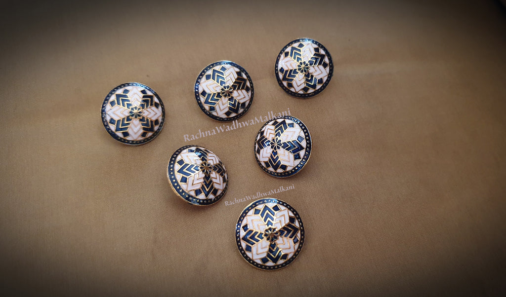 Button - 6 piece set of Enamel Finished Buttons