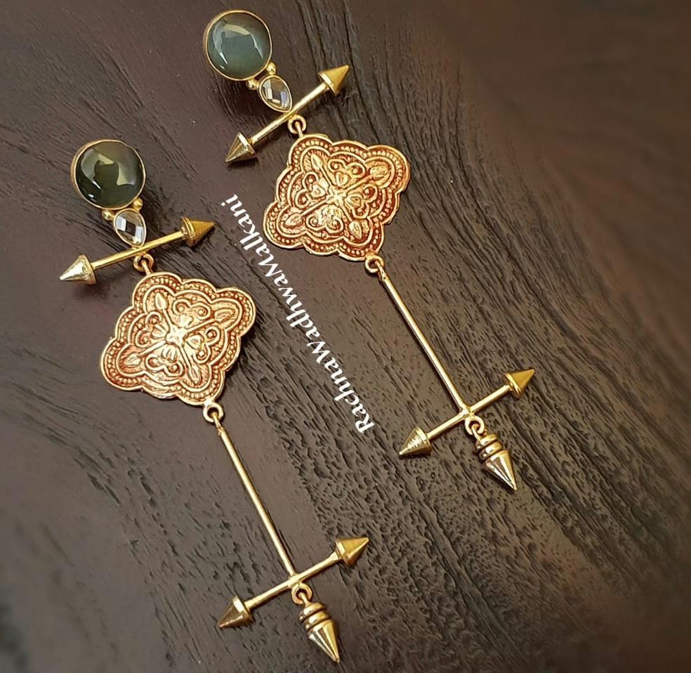 Earrings - Antique Gold Finish Contemporary Earrings